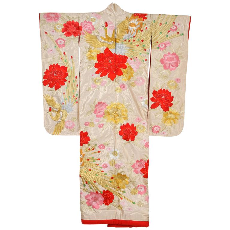 Vintage Silk Brocade Japanese Ceremonial Kimono