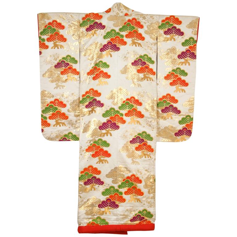 Vintage Silk Brocade Japanese Ceremonial Kimono