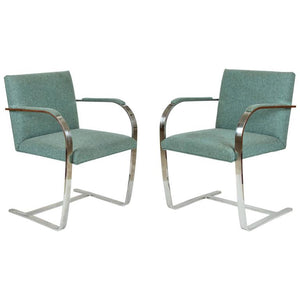 Brno Style Chairs by Knoll, Stainless Steel & Harris Wool, 1950