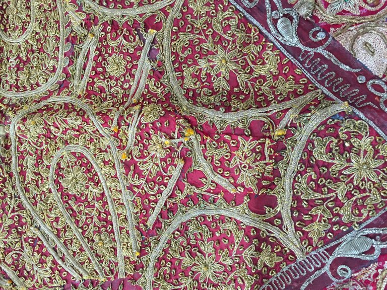 Mughal Hand Embroidered Metal Threaded Tapestry from Rajasthan, India