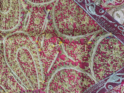 Mughal Hand Embroidered Metal Threaded Tapestry from Rajasthan, India
