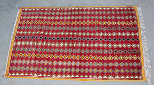 1980s Vintage Moroccan Boujad Hand-Woven Tribal Rug