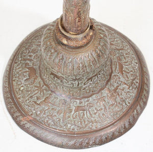 Antique Copper Vase with Hindu Scenes, 19th Century