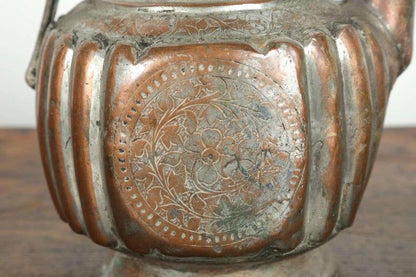 Antique 19th Century Ottoman Turkish Tinned Copper Ewer Ibrik, Islamic Metalwork