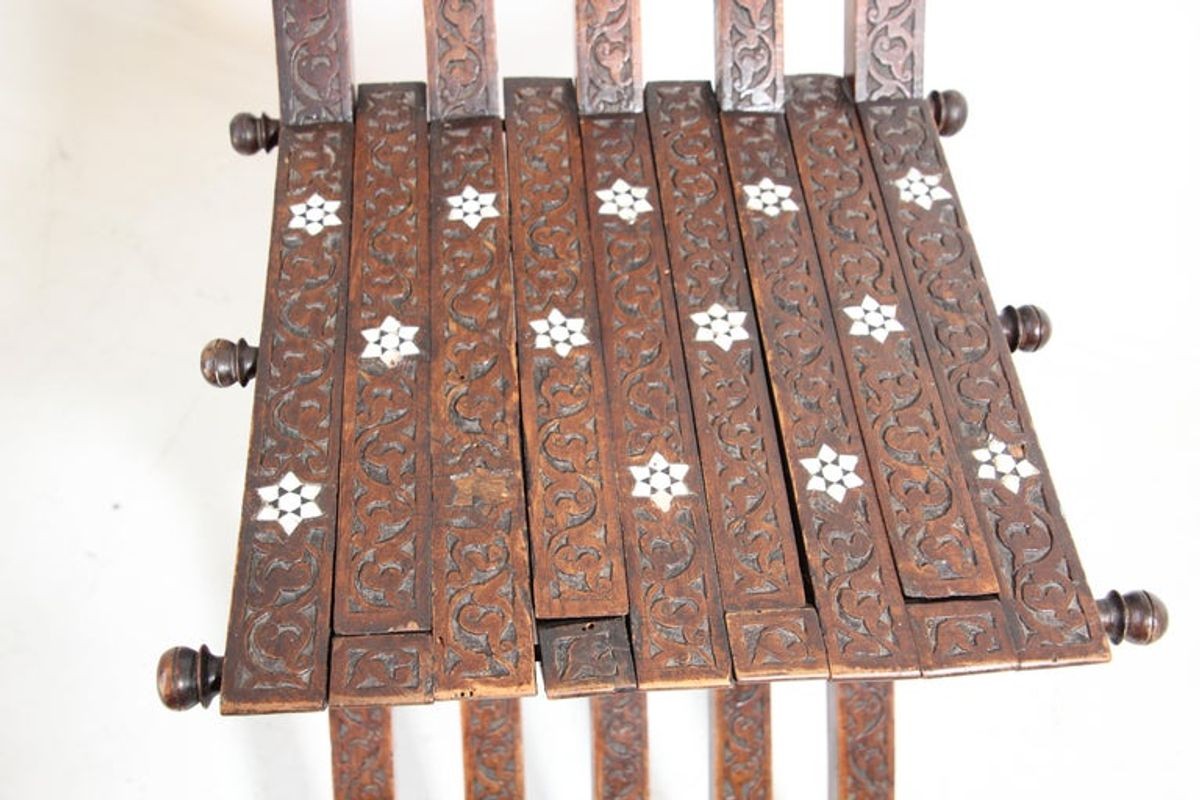 Moorish Moroccan 19th Century Folding Chair Inlaid