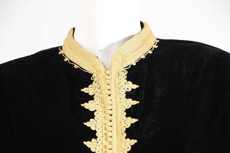 Moroccan Kaftan Black Velvet Vest with Gold Embroideries