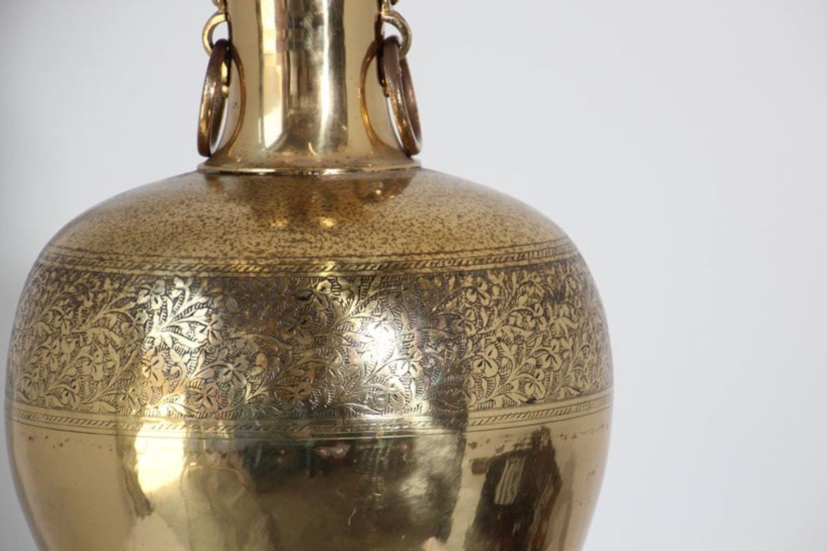 Anglo Indian Moorish Brass Table Lamp by Frederick Cooper