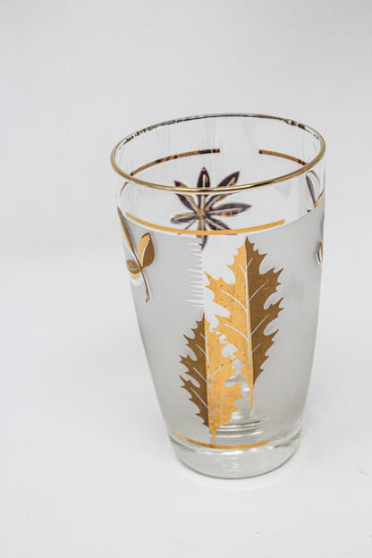 Vintage Libbey Cocktail Glasses Set, Frosted Glass with Gold Leaf