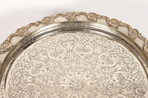 Moroccan Handcrafted Silver Round Tray