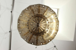Large Vintage Brass Moroccan chandelier in Alberto Pinto Style