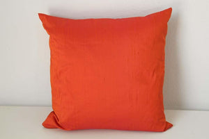 Decorative Burnt Orange Raw Silk Throw Pillow