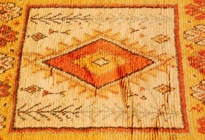 1960s Moroccan Vintage Ethnic Orange Organic Wool Rug Africa