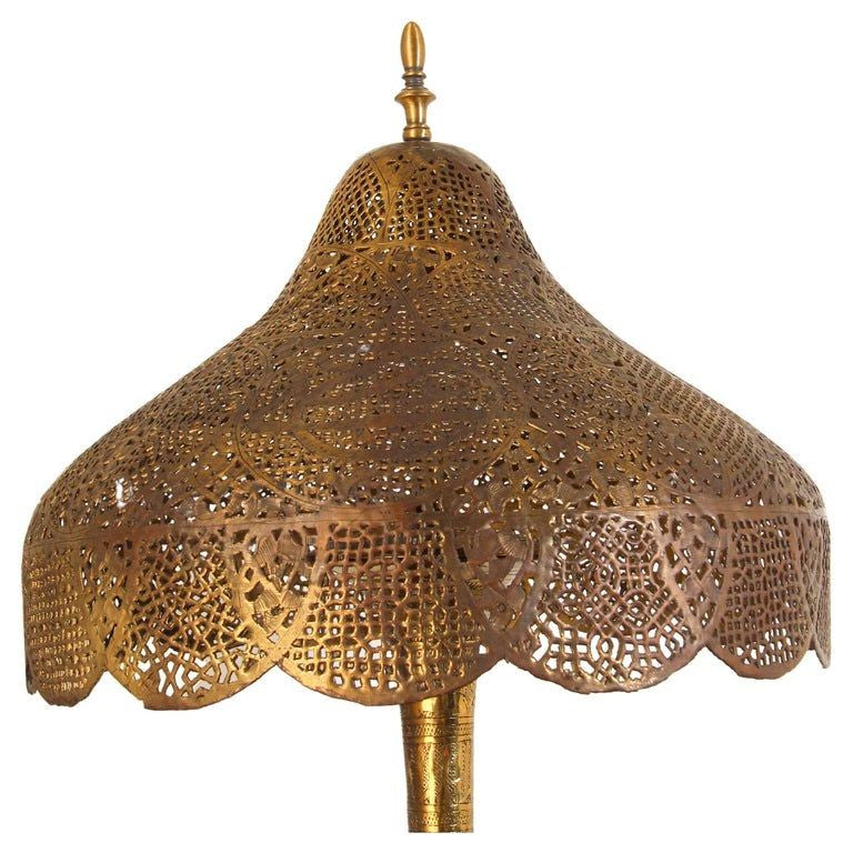 Vintage brass lamp shade sale