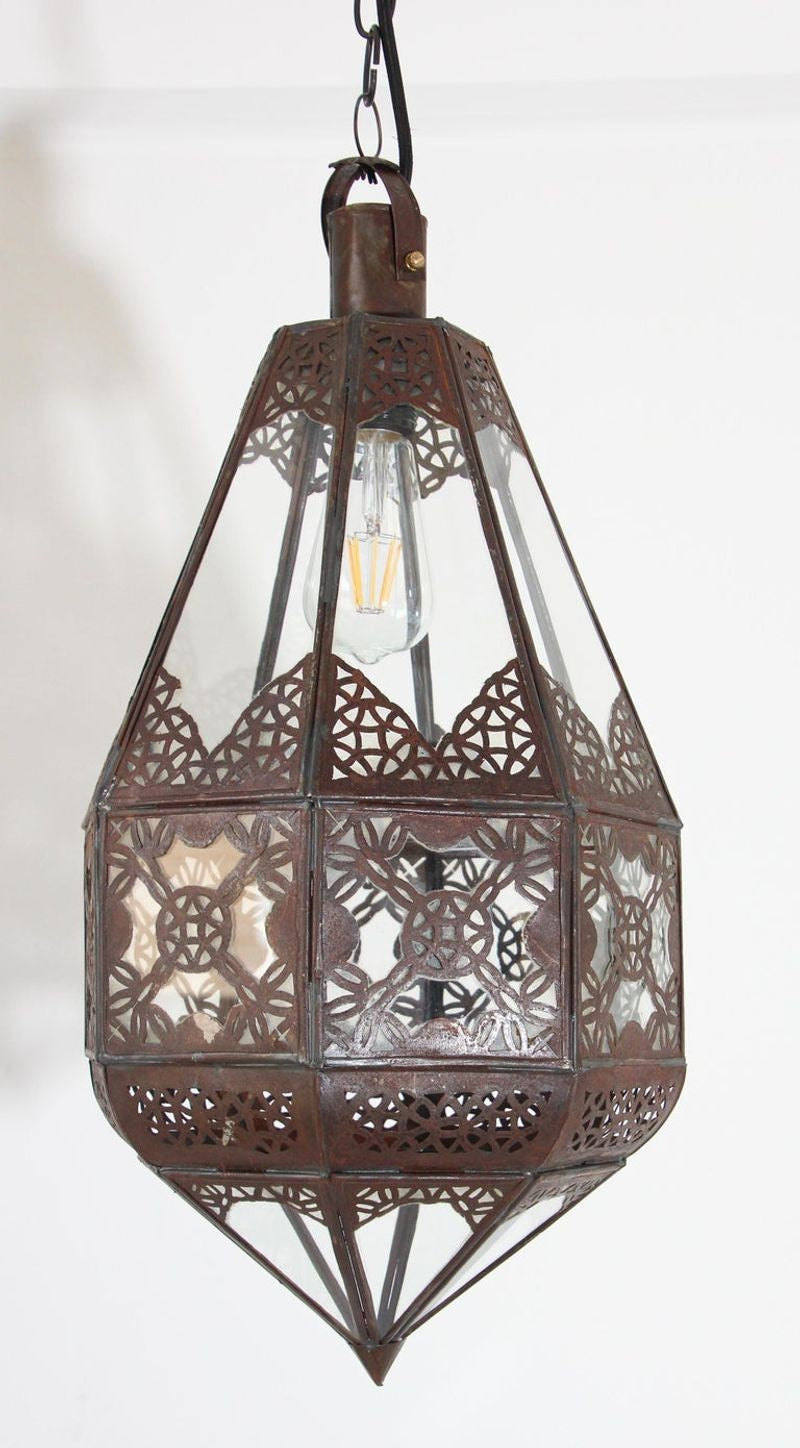Moroccan Moorish Metal and Glass Lantern