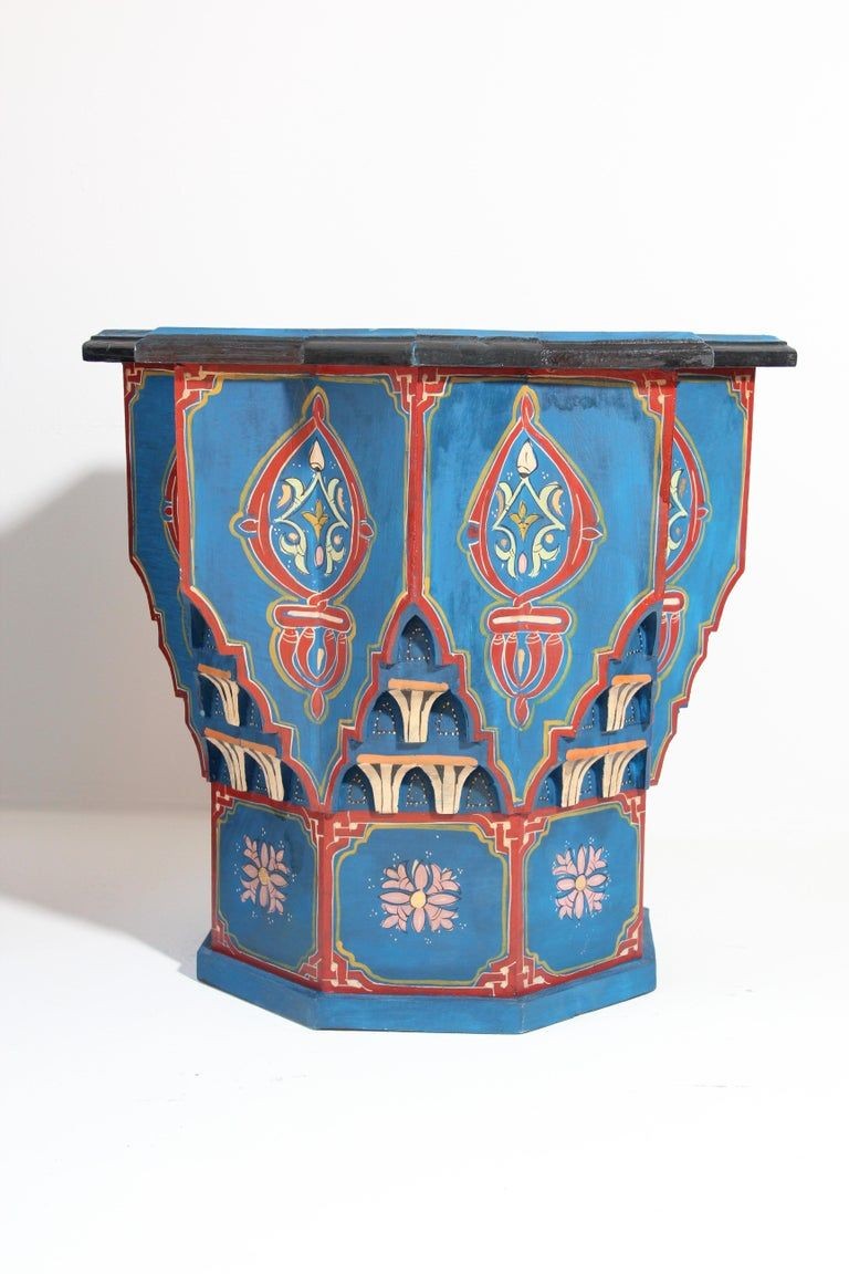 Moroccan Moorish Star Shape Blue Pair of Side Drinks tables 1960s