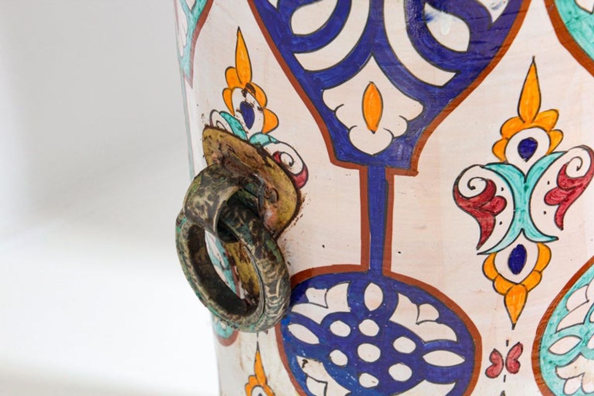 Handcrafted Moorish Ceramic Urns with Metal Handles, 20th Century