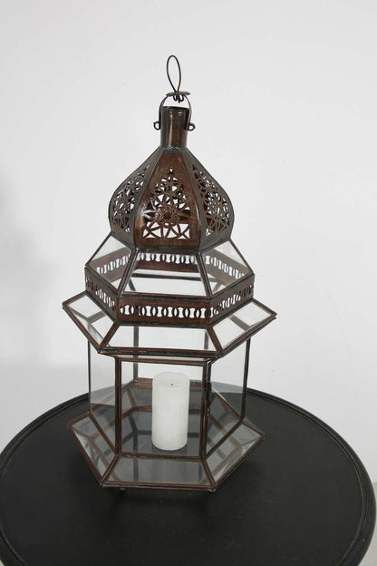 Handcrafted Large Moroccan Clear Glass Candle Lantern