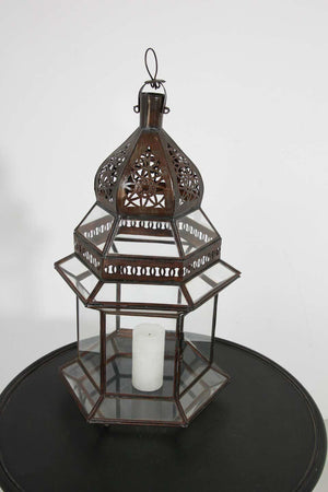 Handcrafted Large Moroccan Clear Glass Candle Lantern