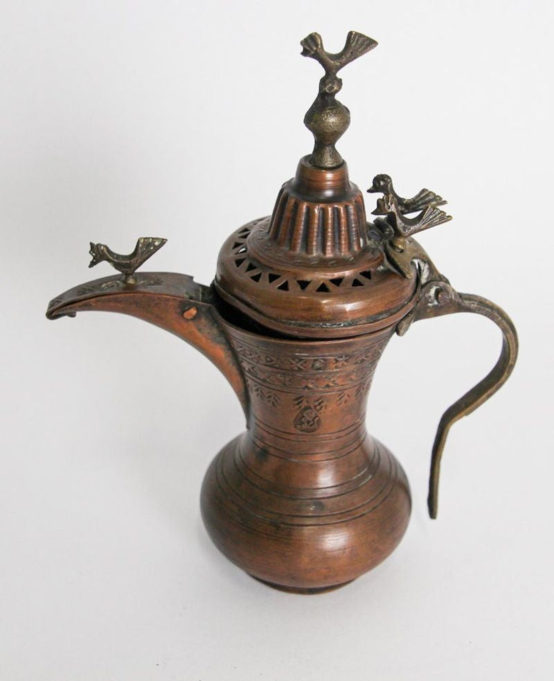 19th c Antique Middle Eastern Dallah Turkish Ottoman Bronze Copper Coffee Pot