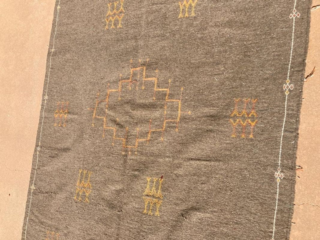 Moroccan Vintage Flat-Weave Brown Rug