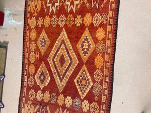 1960s Moroccan Vintage Hand-woven Boujad Tribal Area Rug