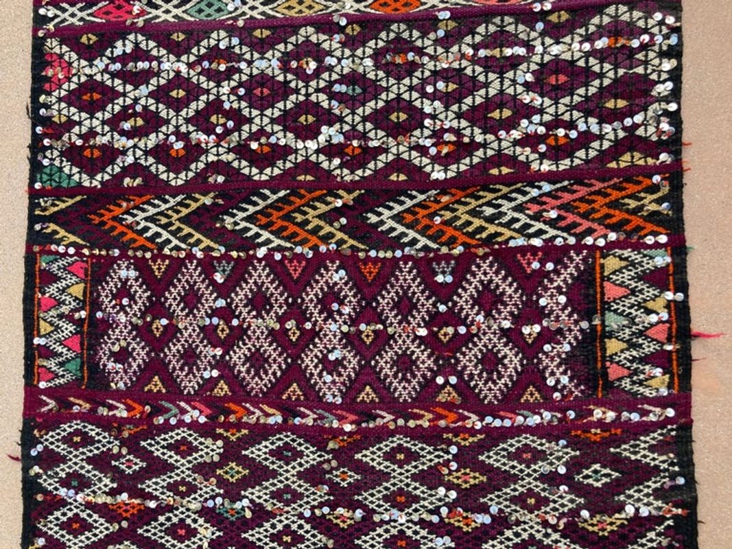 1940s Moroccan Tribal Rug African Ethnic Textile Floor Covering