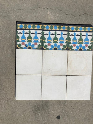 Moroccan Encaustic Cement Tile Border with Moorish Fez Design
