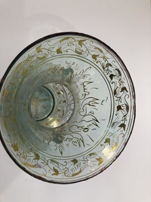 Handblown Mosque Glass Lamp in Mameluke Style Gilded with Arabic Calligraphy
