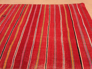 Vintage Moroccan Flat-Weave Rug with Stripes