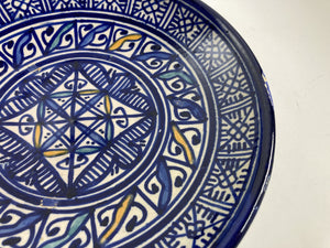 Moroccan Ceramic Blue Plate, Fez 1920's