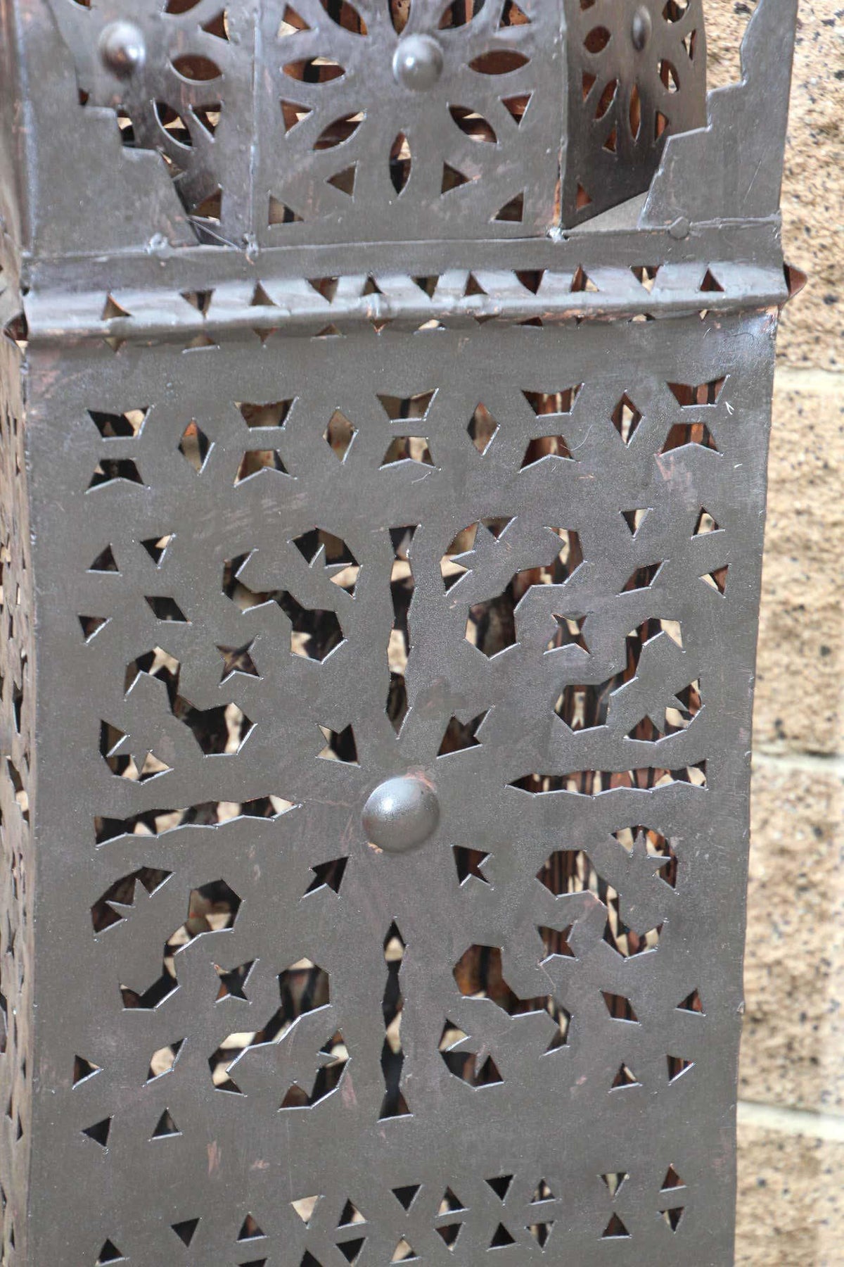 Large Outdoor Metal Moroccan Hurricane Candle Lantern