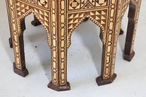 Moorish Handcrafted Octagonal Pedestal Table Inlaid with Mosaic Marquetry