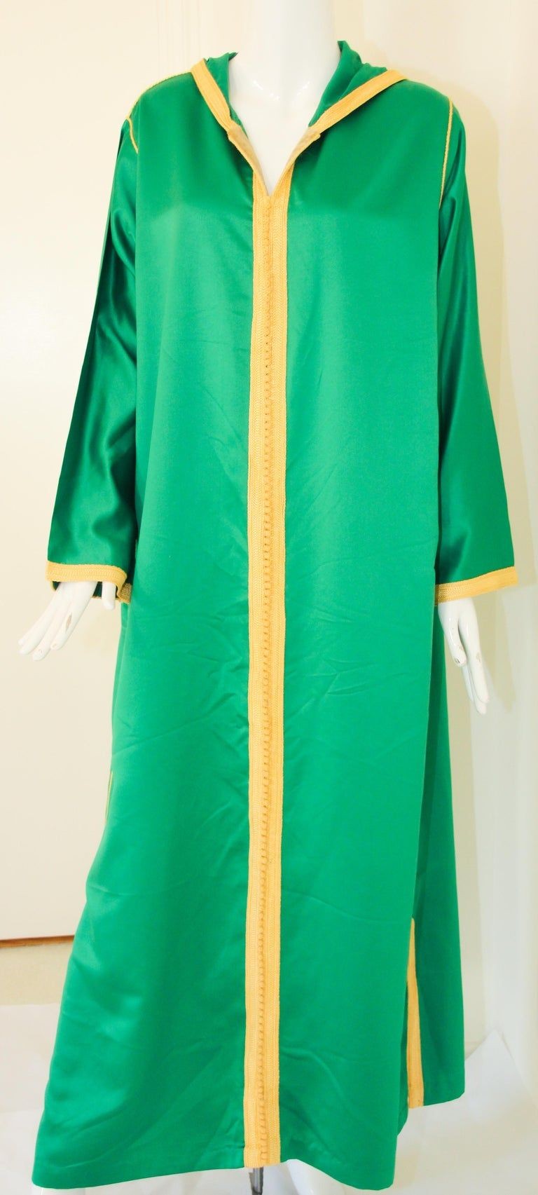 Moroccan Hooded Caftan Emerald Green Djellabah Kaftan