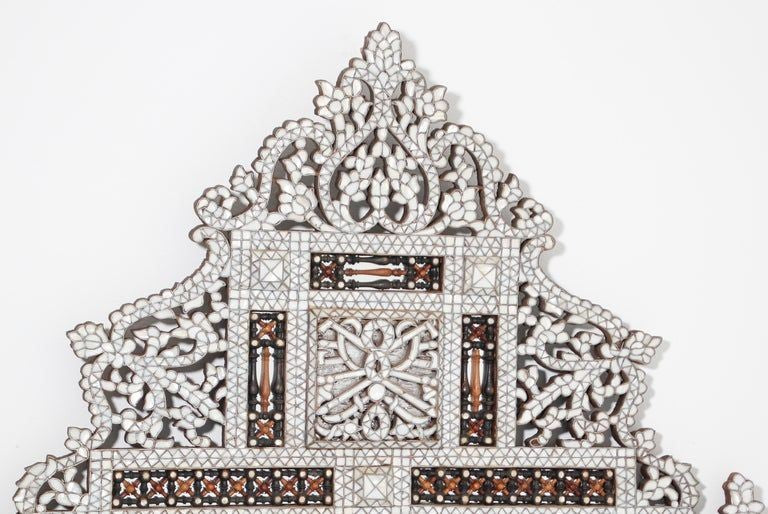 White Shell Inlaid Antique Middle Eastern Damascene Syrian Mirror 66"