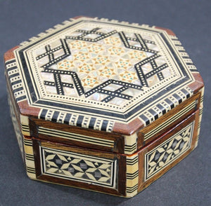 Handcrafted White Mosaic Marquetry Moorish Octagonal Box
