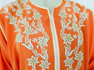 Moroccan Orange Kaftan Maxi Dress Caftan