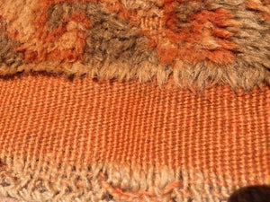 1960s Moroccan Vintage Orange Color Tribal African Pile Rug