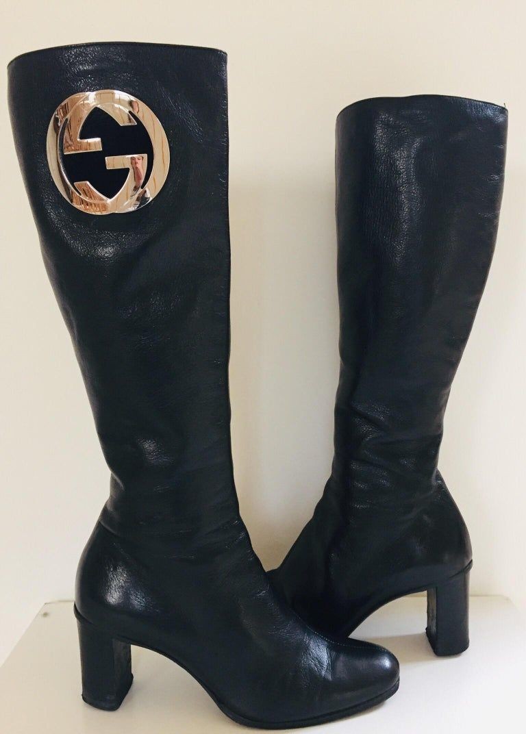 GUCCI by Tom Ford Black Leather Boots 1999 E mosaik