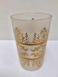 Set of Six Moorish White Frosted and Gold Glasses