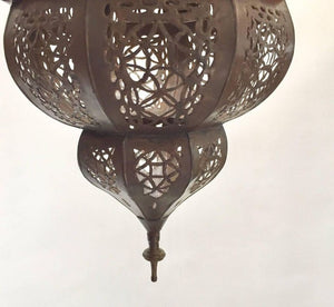 Moroccan Vintage Metal and Frosted Glass Light Fixture