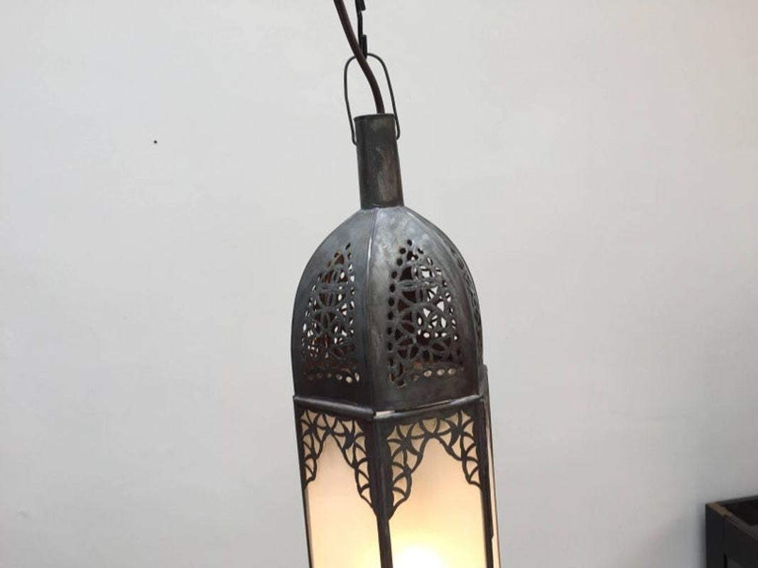 Handcrafted Moroccan Moorish Milky Glass Pendant Light
