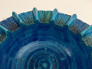 Aldo Londi Blue Ceramic Ashtray Handcrafted in Italy