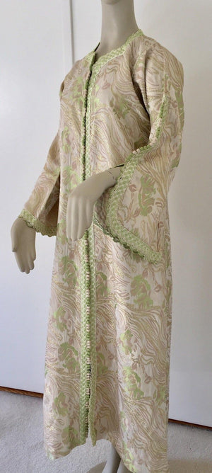 Moroccan Kaftan in Silver Metallic Floral Brocade
