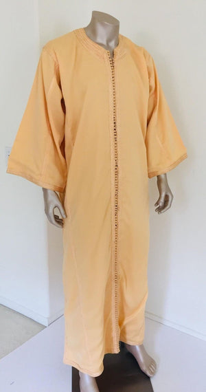 Moroccan Vintage Kaftan Gentleman Yellow Gold Caftan, circa 1970