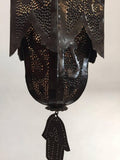 Moorish Handcrafted Metal Lanterns Pendants with Hand of Fatima, North Africa