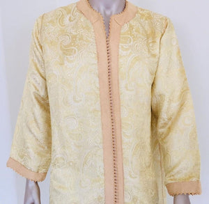 Moroccan Kaftan Gold and Silver Brocade 1970s Maxi Dress Caftan