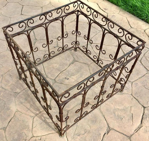 Moroccan Mosaic Tile Side table on Iron Base, Brown and White