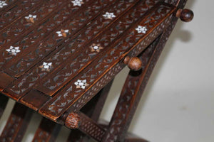 Moorish 19th Century Middle Eastern Inlaid Folding Chair