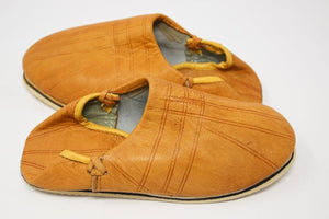 Moroccan Hand Tooled Yellow Leather Slippers Ethnic Shoes