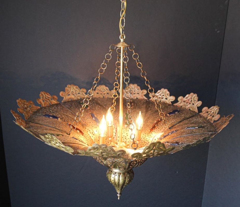 Moroccan Moorish Brass Pasha Chandelier